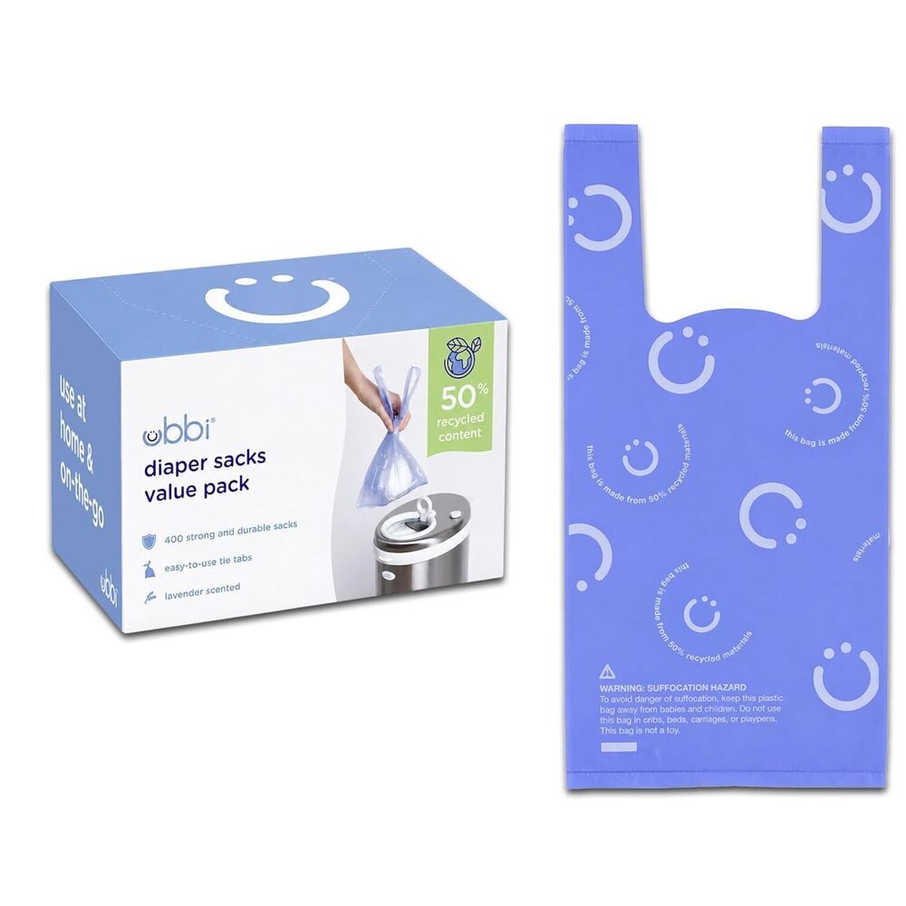 Disposable Nappy Sacks, Lavender Scented, Easy-To-Tie Tabs, Baby Diaper